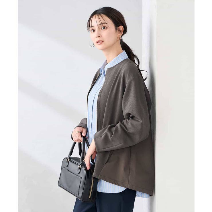 異素材切り替えノーカラーブルゾン | a.v.v【WOMEN】 | 詳細画像13 