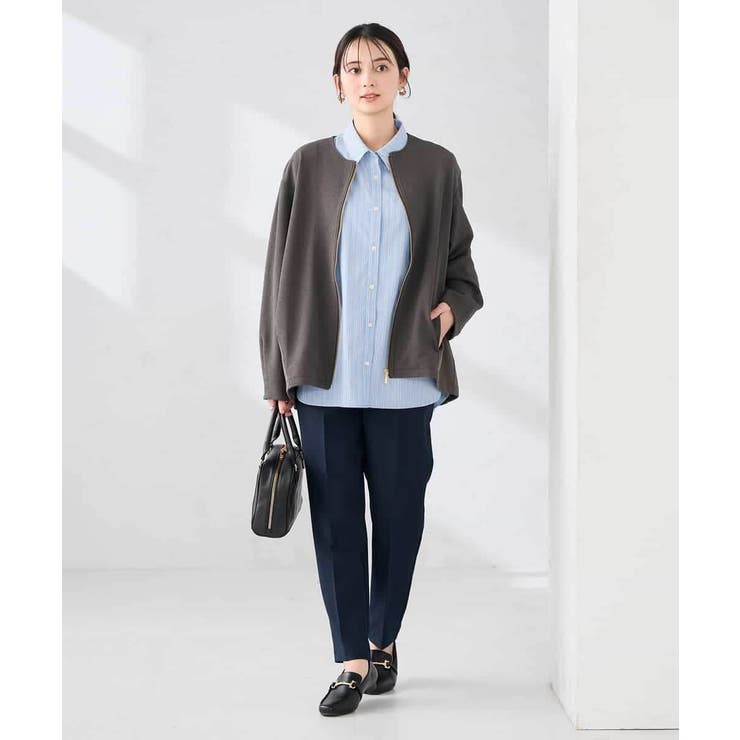 異素材切り替えノーカラーブルゾン | a.v.v【WOMEN】 | 詳細画像14 