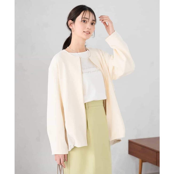 異素材切り替えノーカラーブルゾン | a.v.v【WOMEN】 | 詳細画像2 