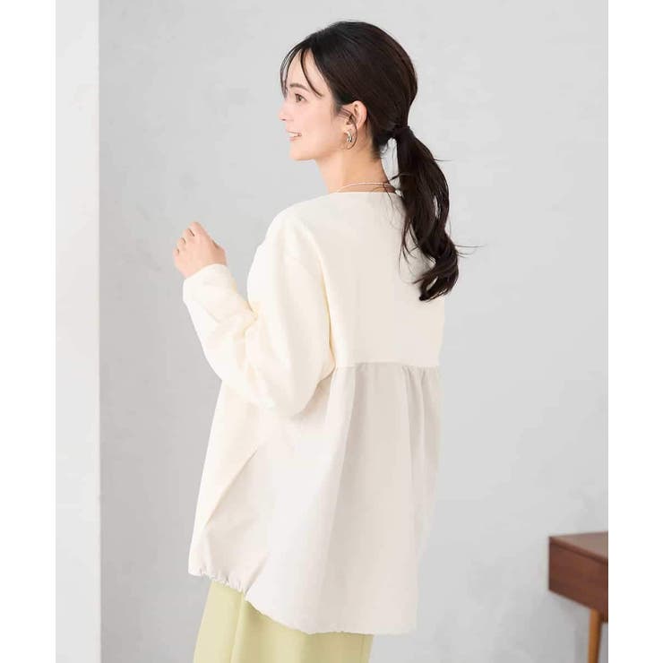 異素材切り替えノーカラーブルゾン | a.v.v【WOMEN】 | 詳細画像4 