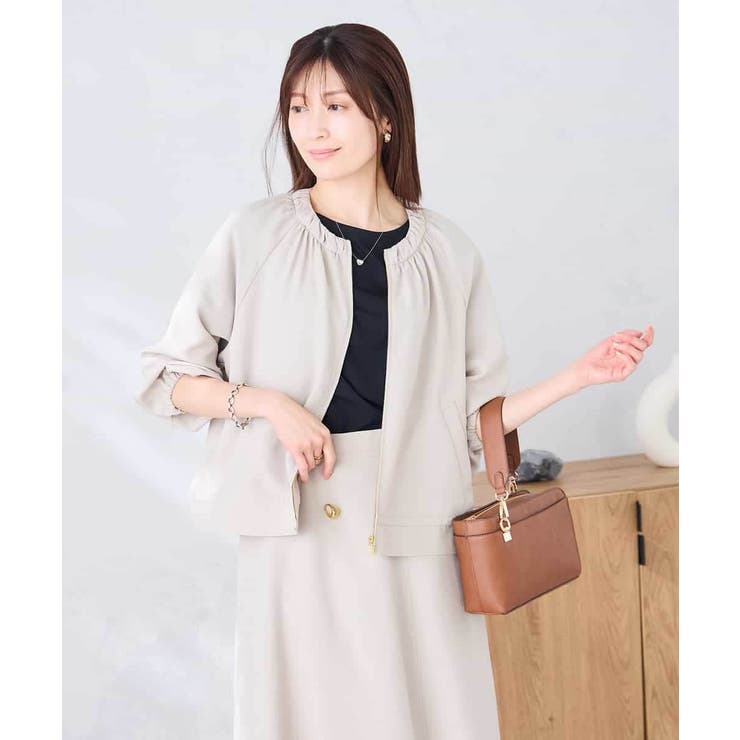 【接触冷感 UVカット】リネンライクノーカラージップブルゾン【セットアップ対応 … | a.v.v【WOMEN】 | 詳細画像15 