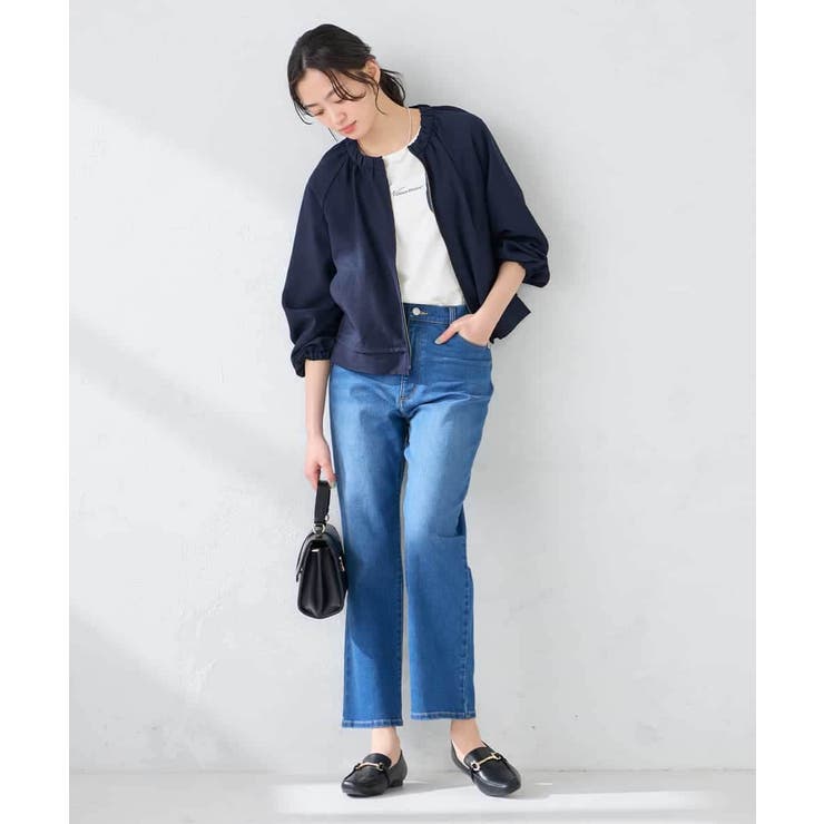 【接触冷感 UVカット】リネンライクノーカラージップブルゾン【セットアップ対応 … | a.v.v【WOMEN】 | 詳細画像5 