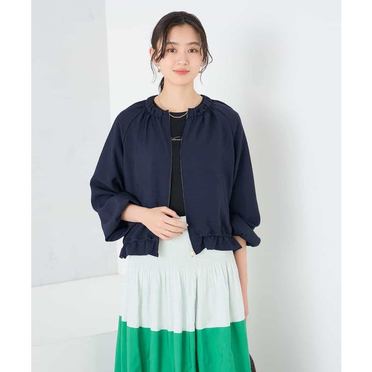 【接触冷感 UVカット】リネンライクノーカラージップブルゾン【セットアップ対応 … | a.v.v【WOMEN】 | 詳細画像7 