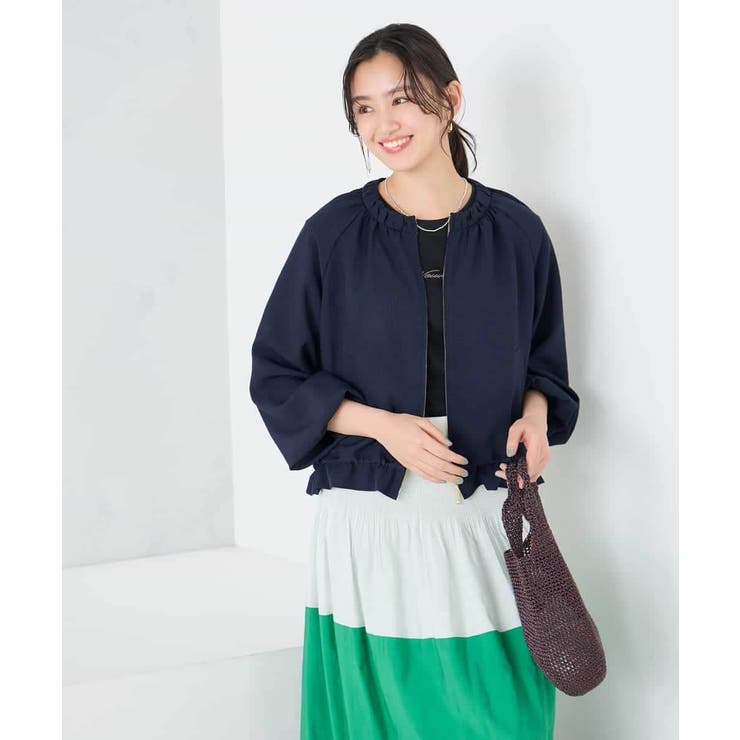 【接触冷感 UVカット】リネンライクノーカラージップブルゾン【セットアップ対応 … | a.v.v【WOMEN】 | 詳細画像8 