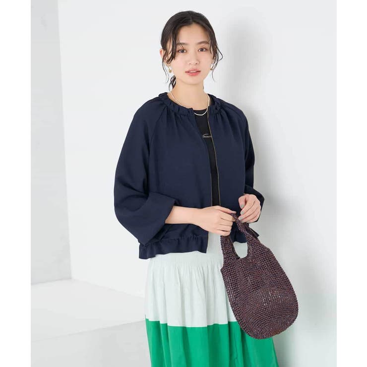 【接触冷感 UVカット】リネンライクノーカラージップブルゾン【セットアップ対応 … | a.v.v【WOMEN】 | 詳細画像9 