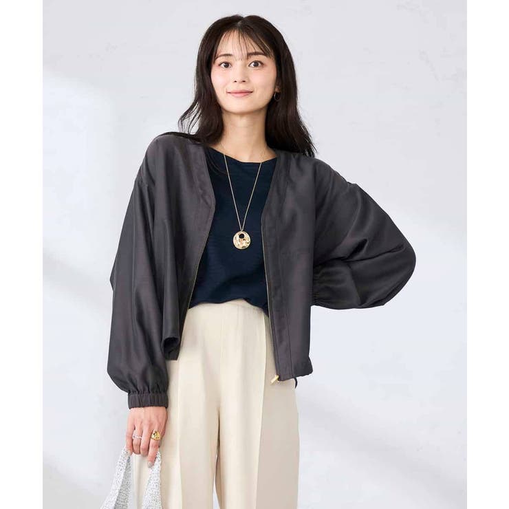 ダークグレー | Vネックシアーブルゾン | a.v.v【WOMEN】