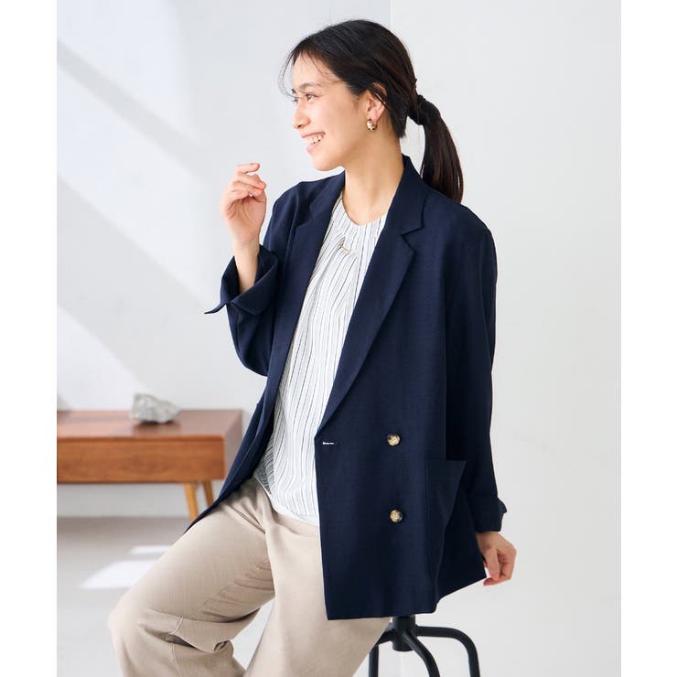 ネイビー | 【接触冷感 UVカット 雑誌InRed(宝島社)5月号掲載】リネンライクダブルブ… | a.v.v【WOMEN】