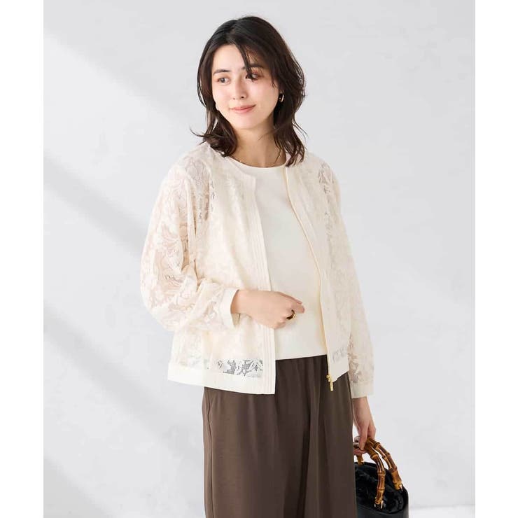 ノーカラーレースブルゾン | a.v.v【WOMEN】 | 詳細画像1 