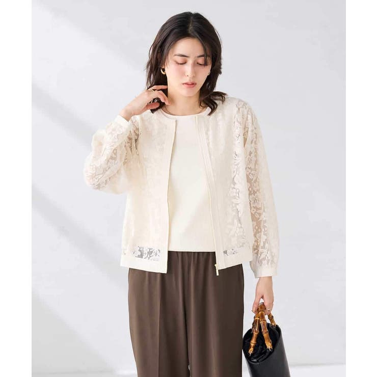 ノーカラーレースブルゾン | a.v.v【WOMEN】 | 詳細画像2 