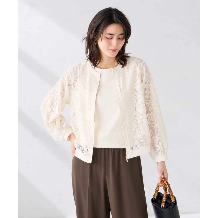ノーカラーレースブルゾン | a.v.v【WOMEN】 | 詳細画像3 