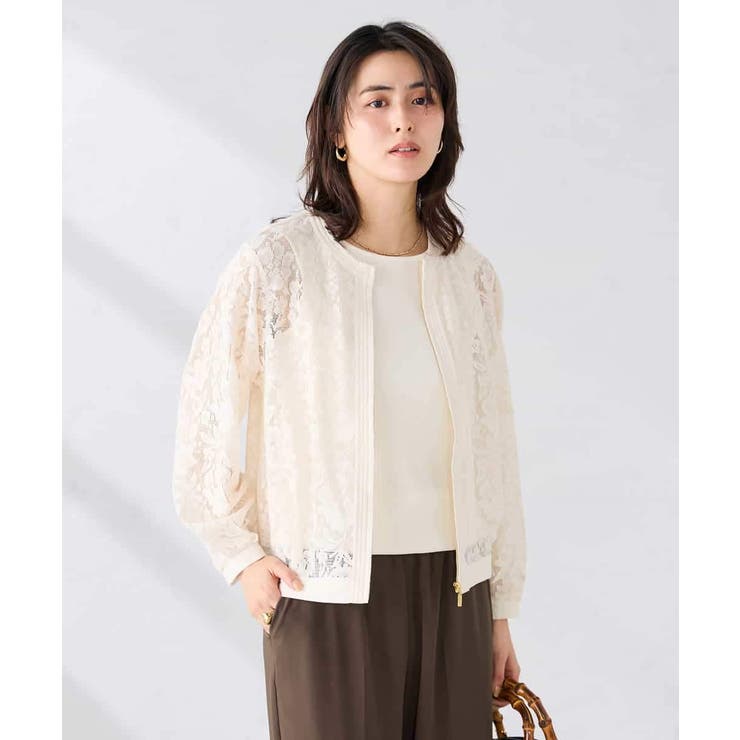 ノーカラーレースブルゾン | a.v.v【WOMEN】 | 詳細画像4 