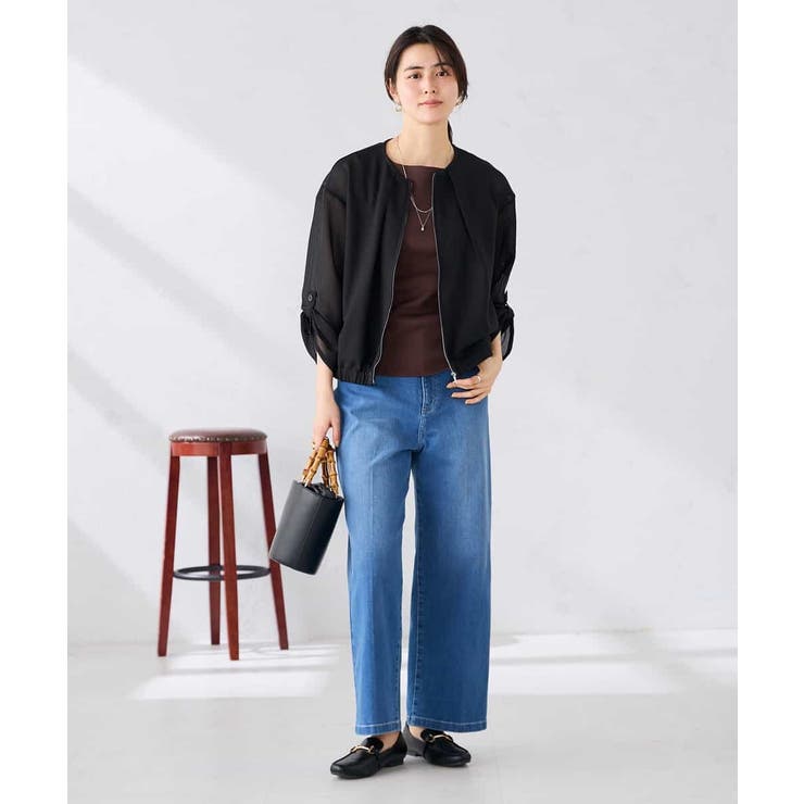 ノーカラーメッシュブルゾン | a.v.v【WOMEN】 | 詳細画像10 