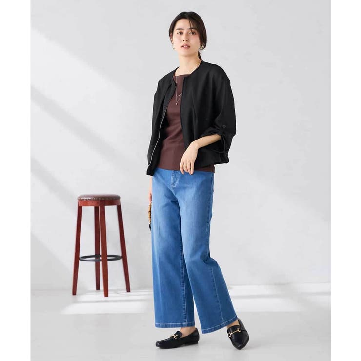 ノーカラーメッシュブルゾン | a.v.v【WOMEN】 | 詳細画像12 