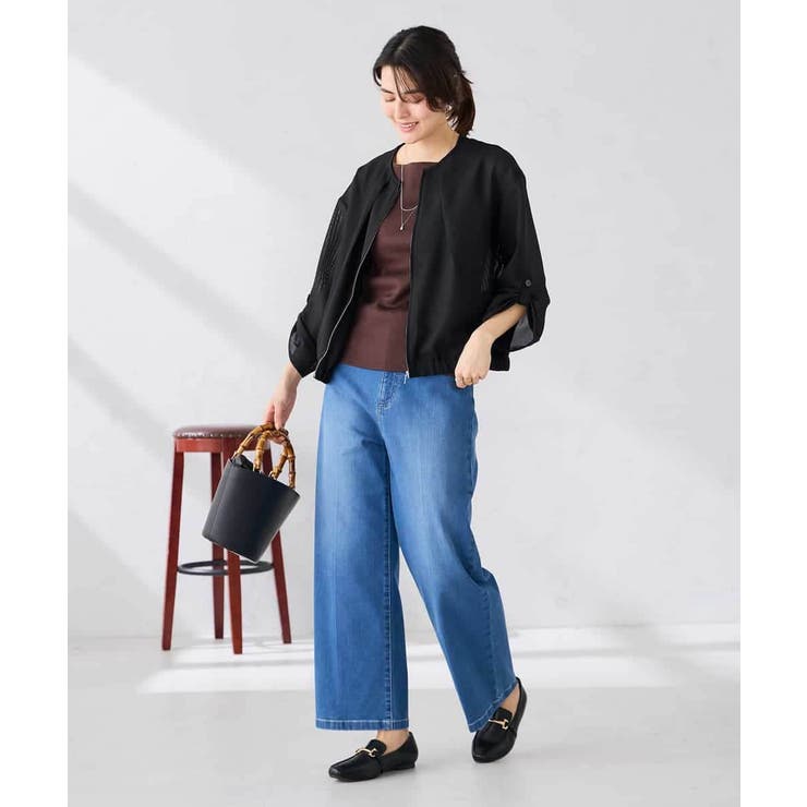 ノーカラーメッシュブルゾン | a.v.v【WOMEN】 | 詳細画像13 