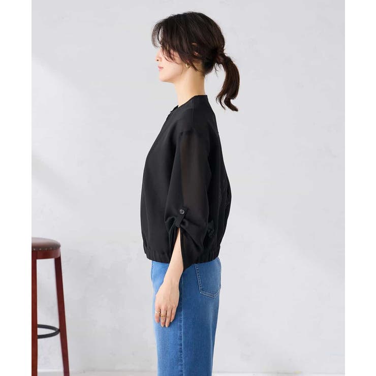 ノーカラーメッシュブルゾン | a.v.v【WOMEN】 | 詳細画像15 