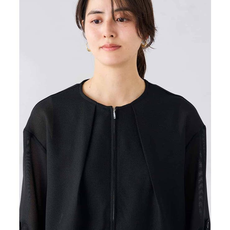 ノーカラーメッシュブルゾン | a.v.v【WOMEN】 | 詳細画像18 
