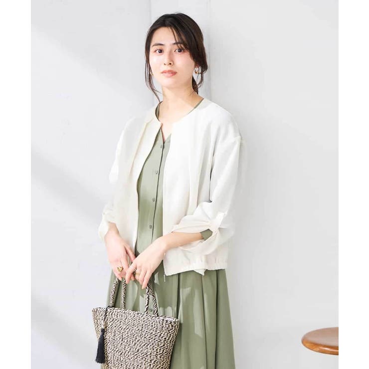 ノーカラーメッシュブルゾン | a.v.v【WOMEN】 | 詳細画像2 