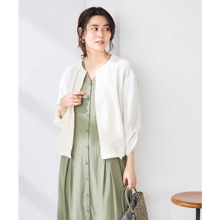 ノーカラーメッシュブルゾン | a.v.v【WOMEN】 | 詳細画像3 