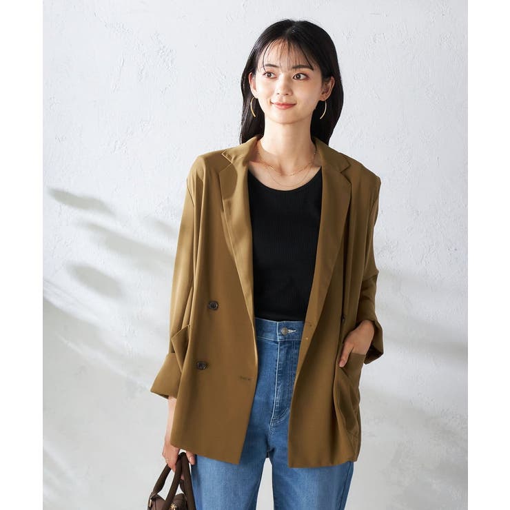 【極美品✨】Spick&Span ライトダブルブレストジャケット　ベージュ　38 Spick & Span（スピックアンドスパン）の「ブッチャークロス