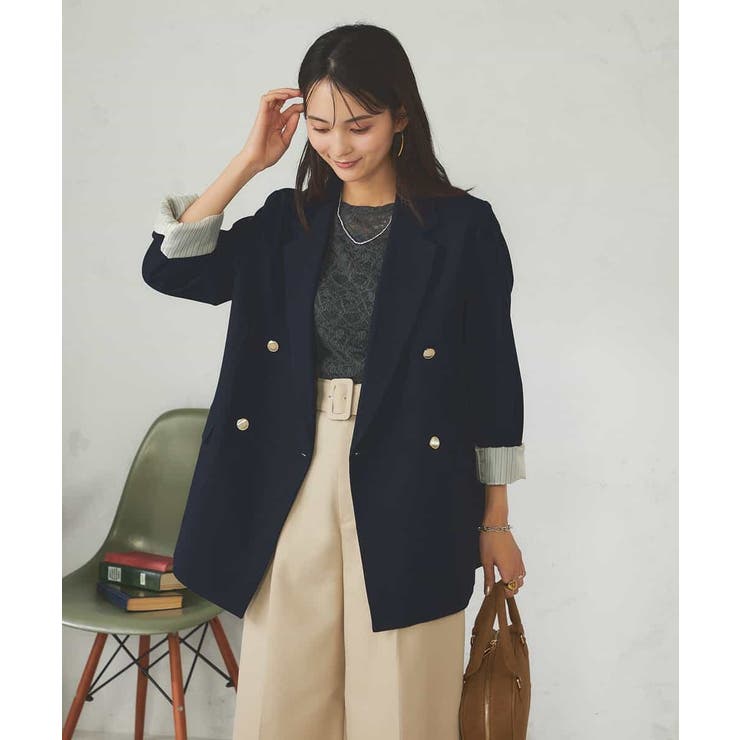 【マシンウォッシャブル】ダブルブレストジャケット | a.v.v【WOMEN】 | 詳細画像6 