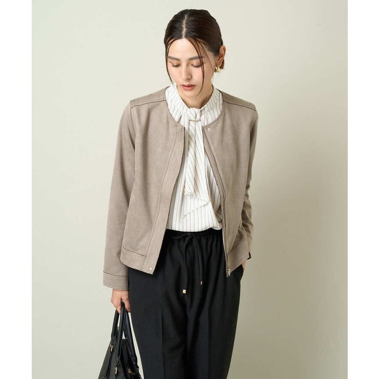 ダークグレー | スエードノーカラージャケット | a.v.v【WOMEN】