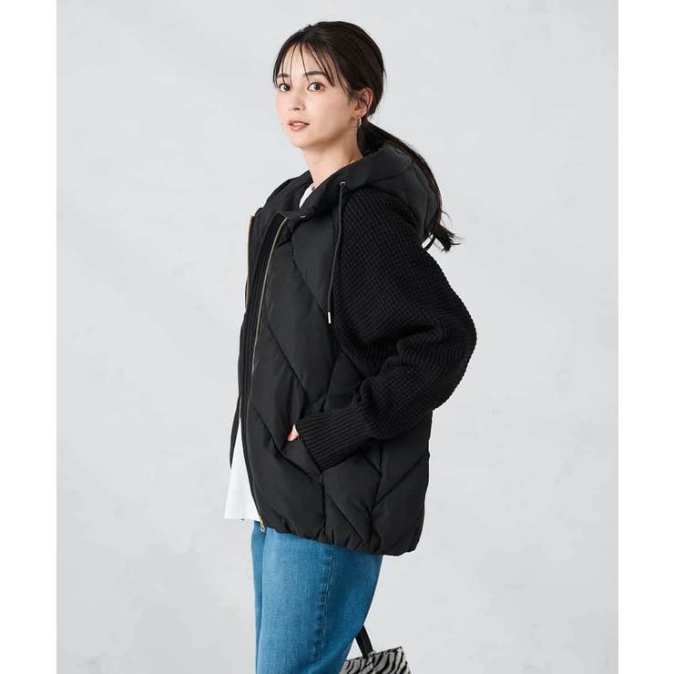 ブラック | キルトニットドッキングジャケット | a.v.v【WOMEN】