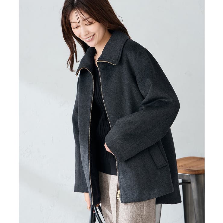 ダークグレー | ステンカラージップジャケット | a.v.v【WOMEN】