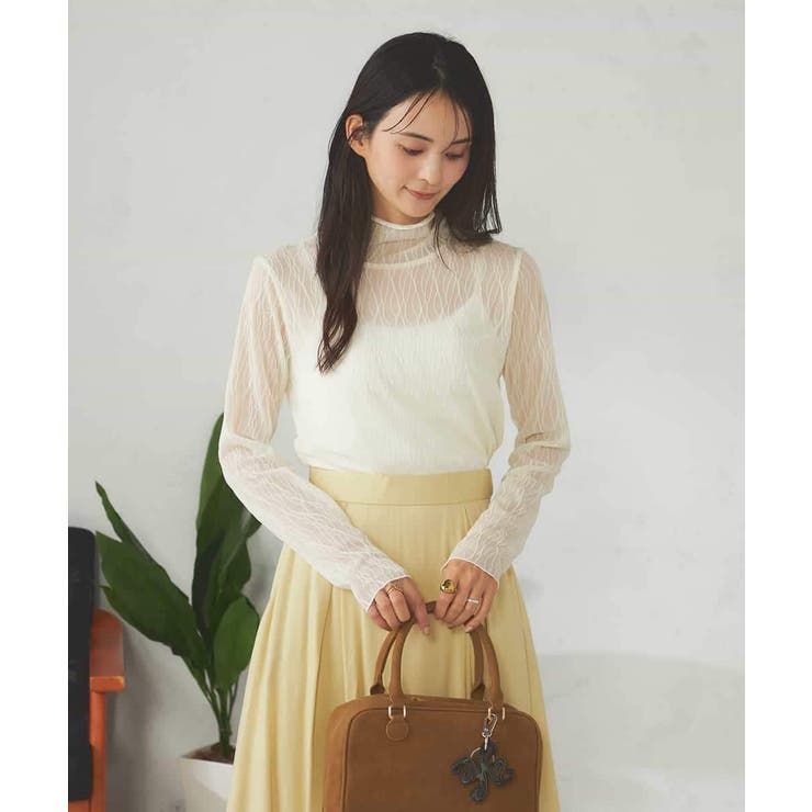 アイボリー | シアーウェーブハイネックカットソー | a.v.v【WOMEN】