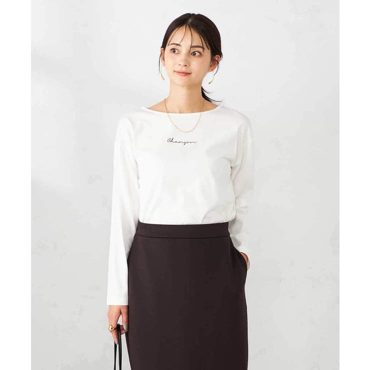 ホワイト（刺繍） | ロゴアソートロンT | a.v.v【WOMEN】