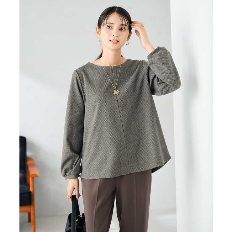 ブラック | 千鳥ジャガードトップス | a.v.v【WOMEN】