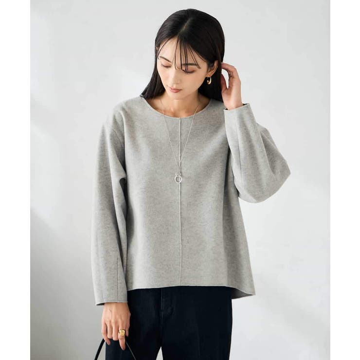 ライトグレー | 【洗える/ストレッチ 】ウールライクジャージプルオーバー | a.v.v【WOMEN】