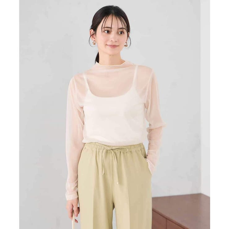 アイボリー | シャイニーシアーハイネックカットソー | a.v.v【WOMEN】