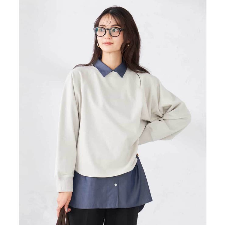 グレージュ | ラメ裏毛ドルマンスウェット | a.v.v【WOMEN】