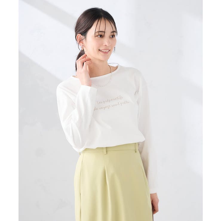 ホワイト | 【コットン100%】ロゴアソートロンT | a.v.v【WOMEN】