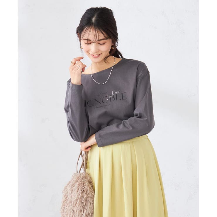 ダークグレー（箔プリント） | 【コットン100%】ロゴアソートロンT | a.v.v【WOMEN】