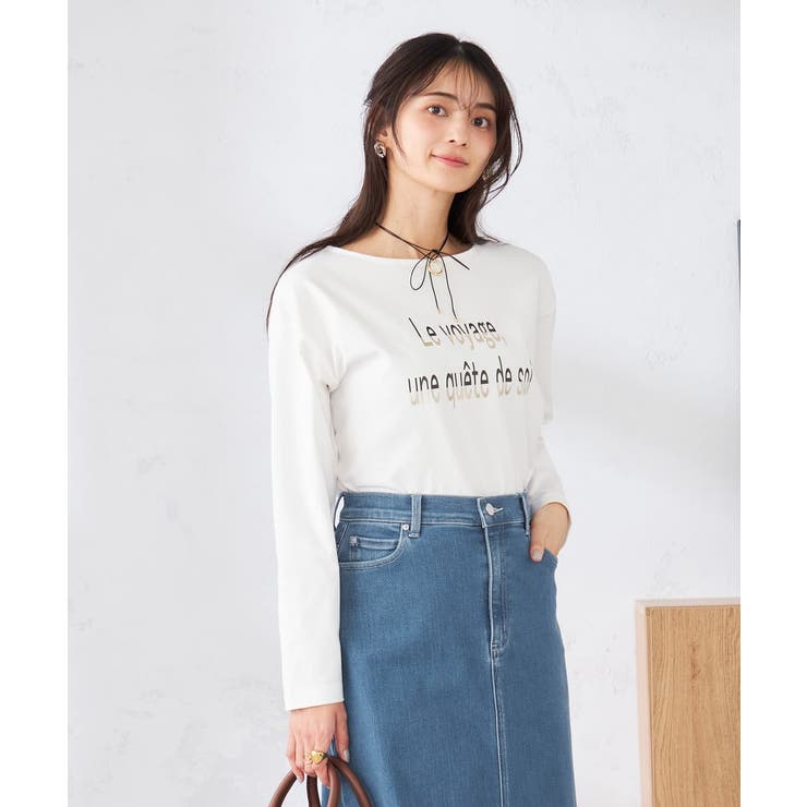 ホワイト（ゴールド箔プリント） | 【コットン100%】ロゴアソートロンT | a.v.v【WOMEN】