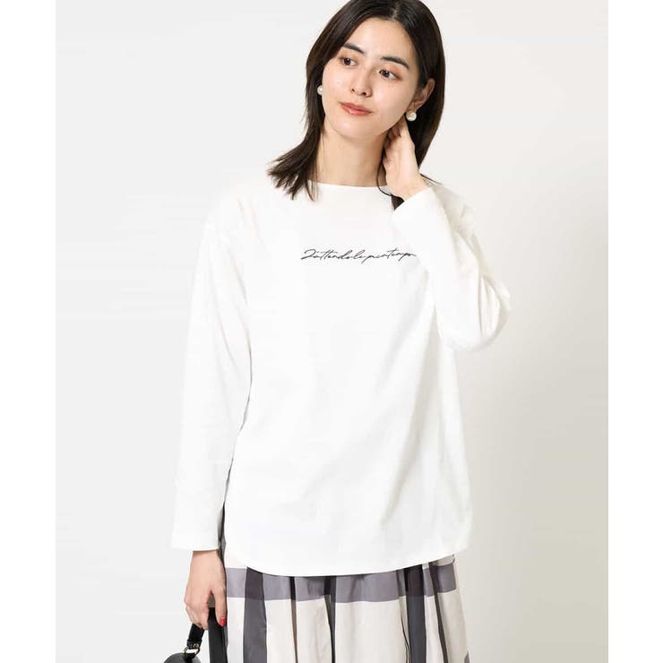 ホワイト | ハンドレター調ロゴ刺繍ロンＴ | a.v.v【WOMEN】