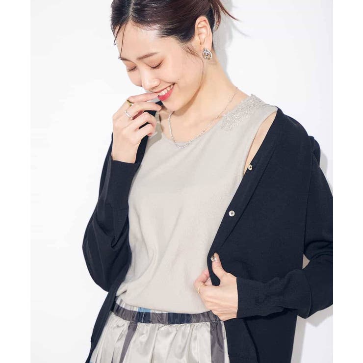 ベージュ | モチーフレースタンクトップ | a.v.v【WOMEN】