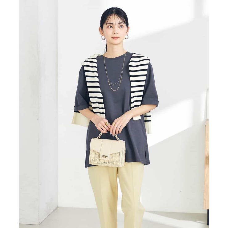 ダークグレー | 【UVカット 接触冷感 コットン100％】大人のロールアップハーフスリーブオーバ… | a.v.v【WOMEN】