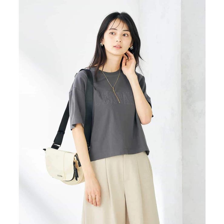 ダークグレー | 【コットン100％】大人のクロップドロゴTシャツ | a.v.v【WOMEN】