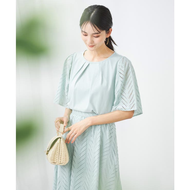 ミントグリーン | リーフレーススリーブトップス | a.v.v【WOMEN】