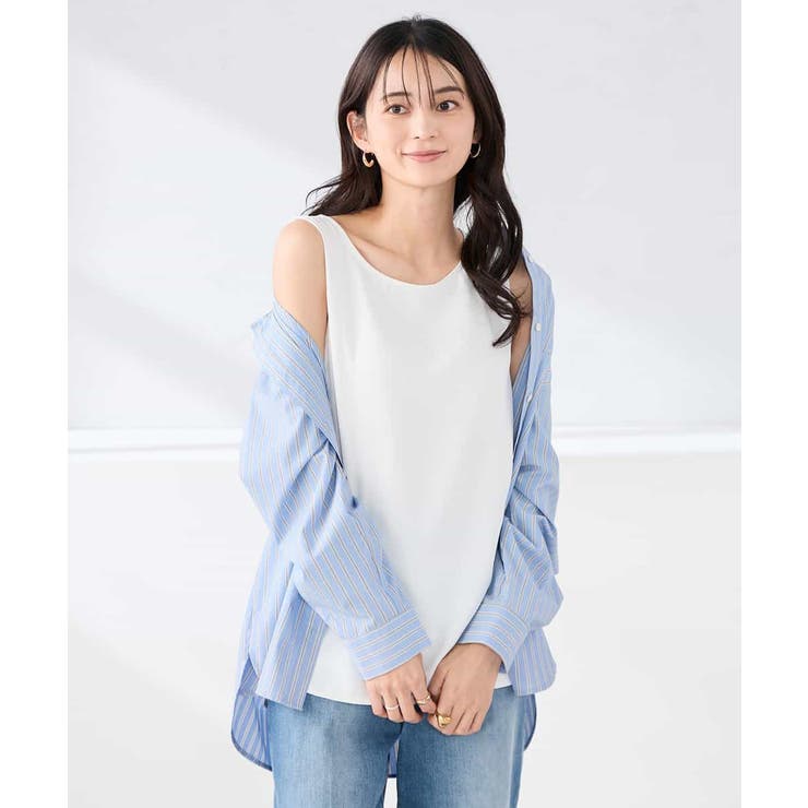 ホワイト | 【イージーケア】ラウンドヘムロングタンクトップ | a.v.v【WOMEN】