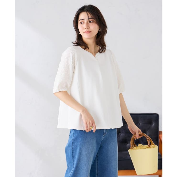 レースジャガードスリーブトップス | a.v.v【WOMEN】 | 詳細画像8 