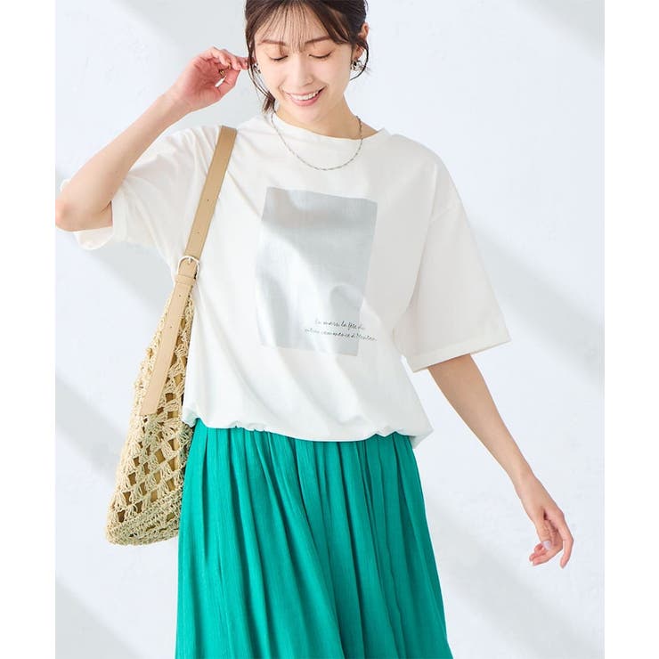 アイボリー | 裾ドロストロゴTシャツ | a.v.v【WOMEN】