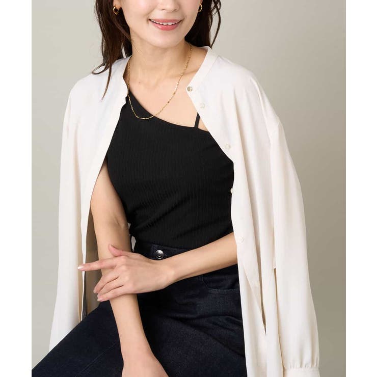 ブラック | カップ付きアシメタンクトップ | a.v.v【WOMEN】