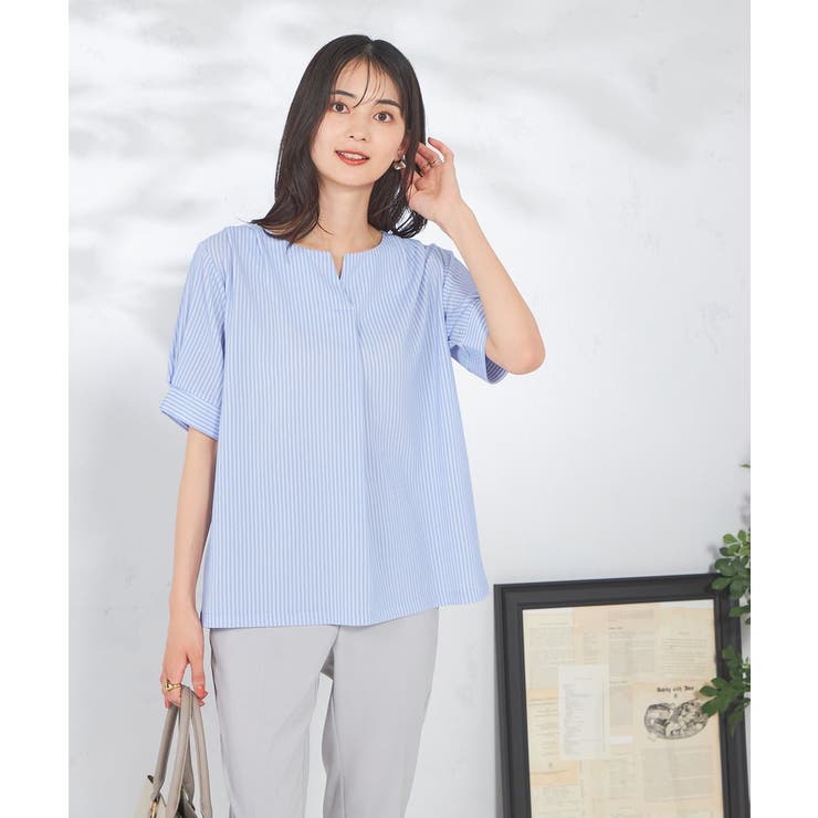 ストライプジャガードスリットネックトップス | a.v.v【WOMEN】 | 詳細画像10 