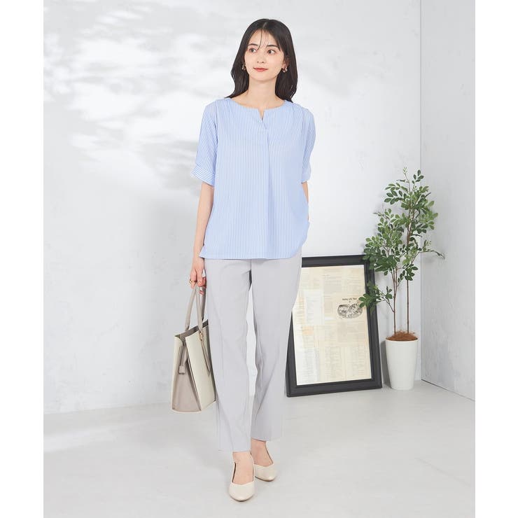 ストライプジャガードスリットネックトップス | a.v.v【WOMEN】 | 詳細画像12 