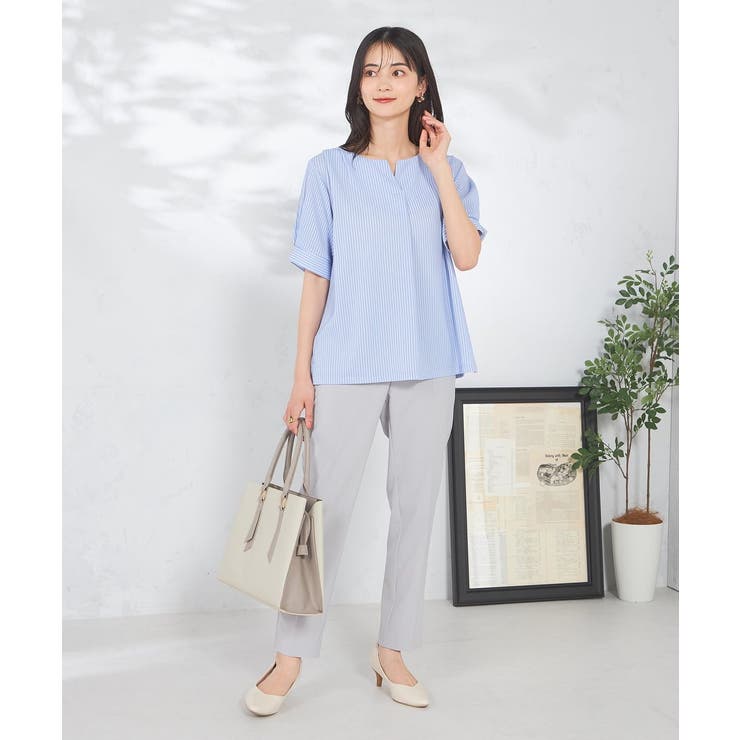 ストライプジャガードスリットネックトップス | a.v.v【WOMEN】 | 詳細画像13 