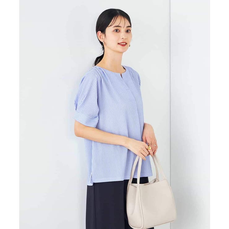 ストライプジャガードスリットネックトップス | a.v.v【WOMEN】 | 詳細画像3 