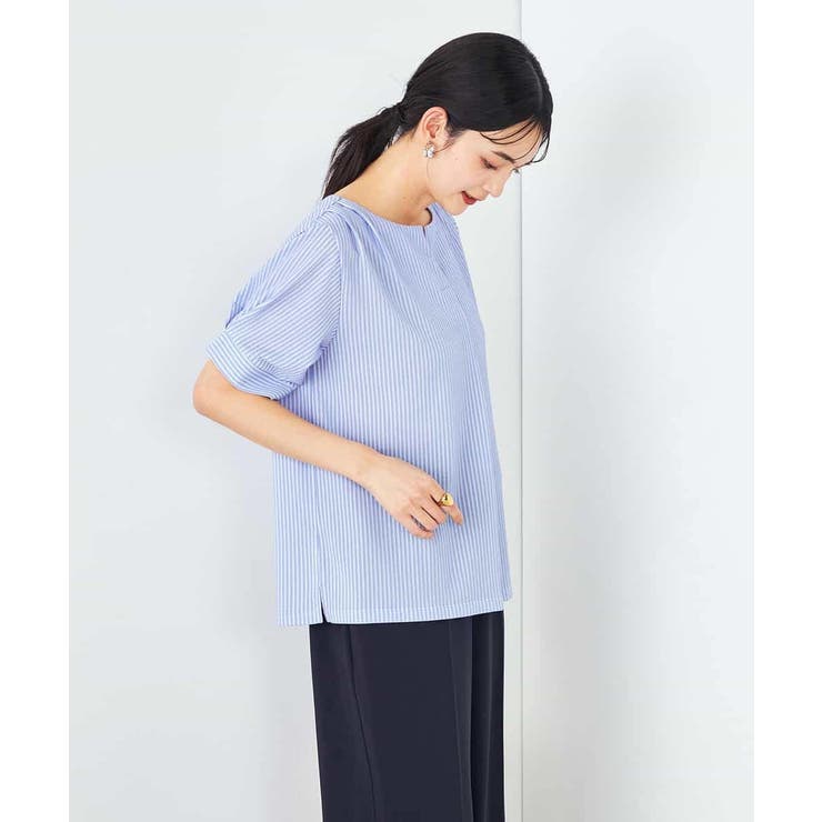 ストライプジャガードスリットネックトップス | a.v.v【WOMEN】 | 詳細画像4 